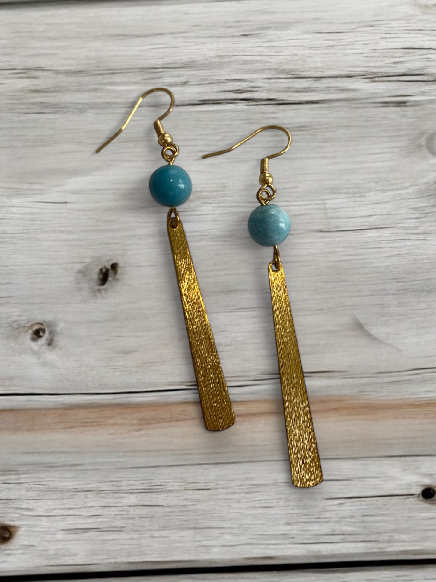Gold Larimar Dangle Earrings