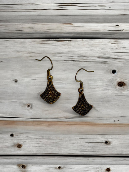 Antique Bronze Teardrop Charm Dainty Earrings