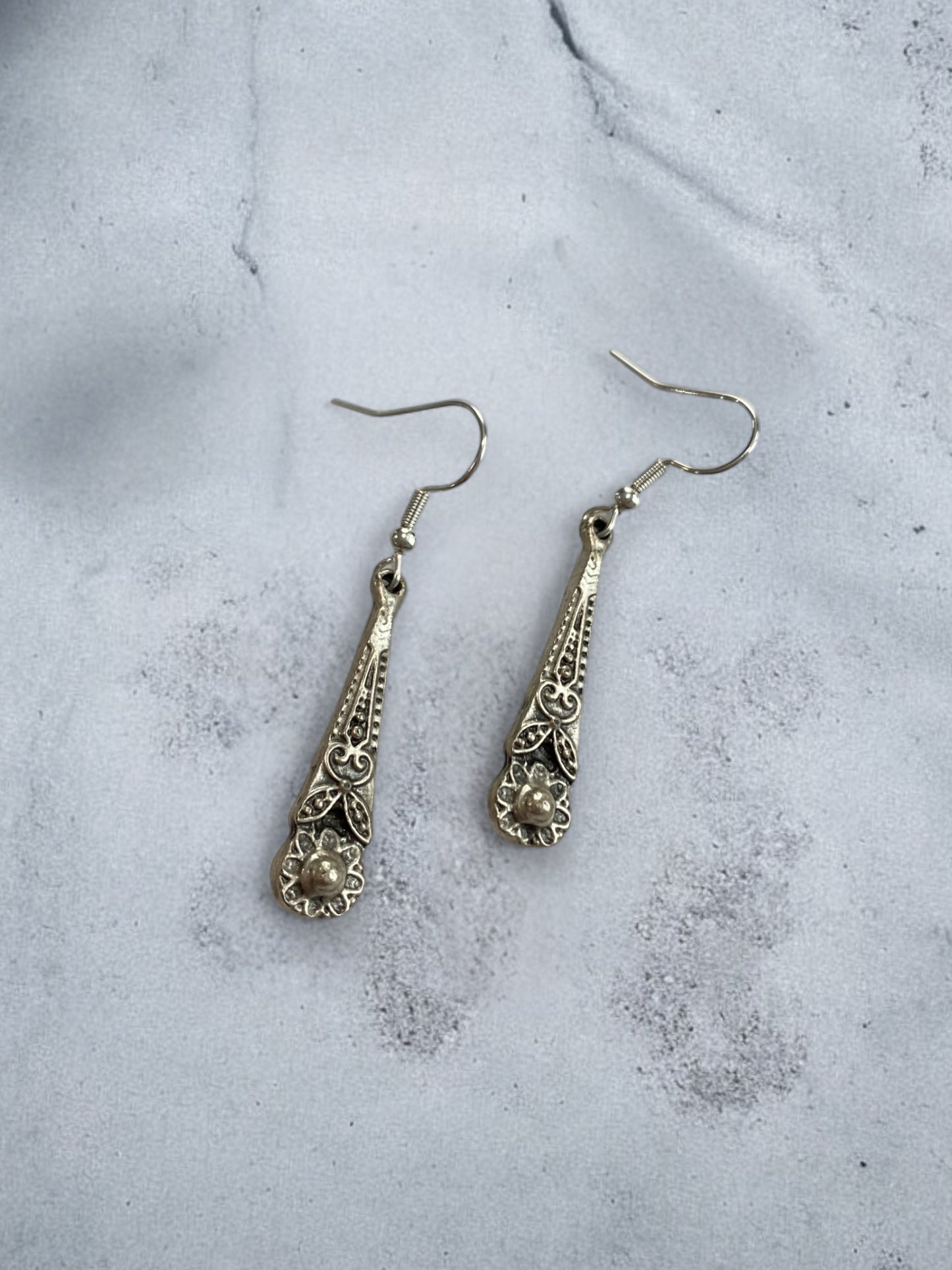 Antique Silver Floral Earrings