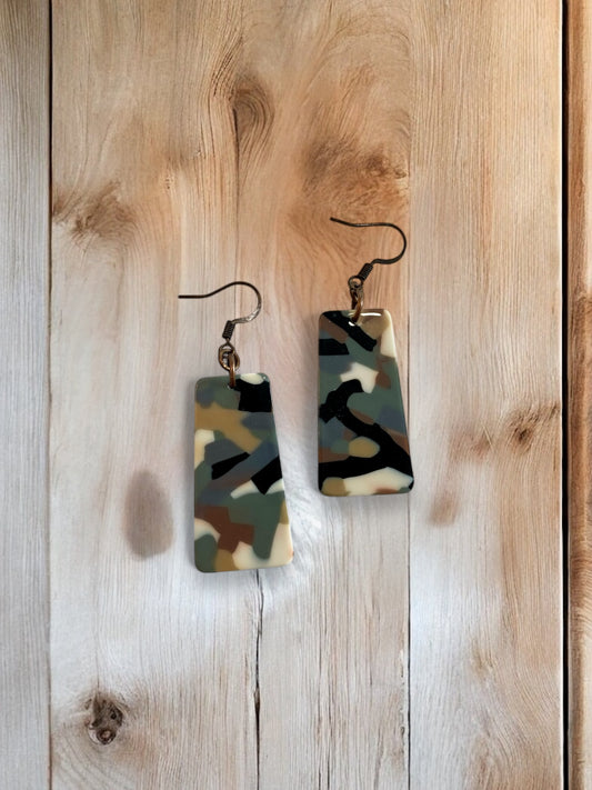 Wintry Tortoiseshell Acetate Rectangle Earrings