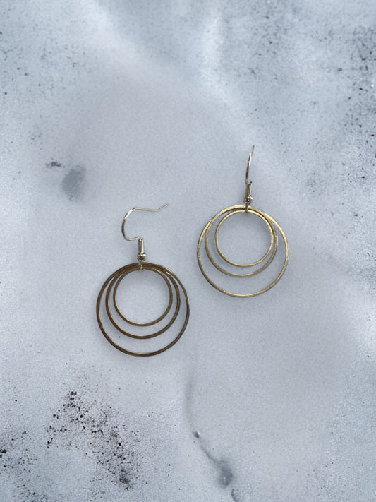 Layered Antique Silver Circles Hoop Earrings