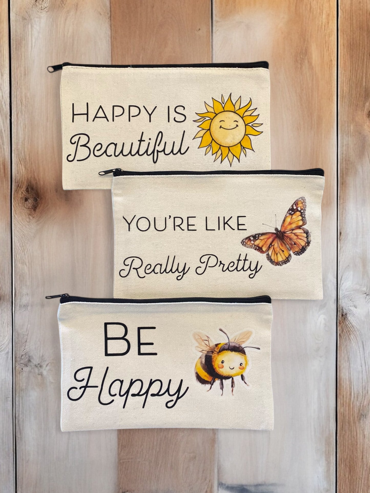 Canvas Bag with Zipper Pouch and Inspirational Sayings/Pictures