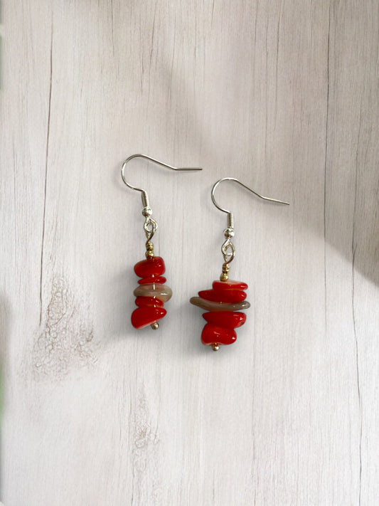 Red Chunky Beaded Earrings