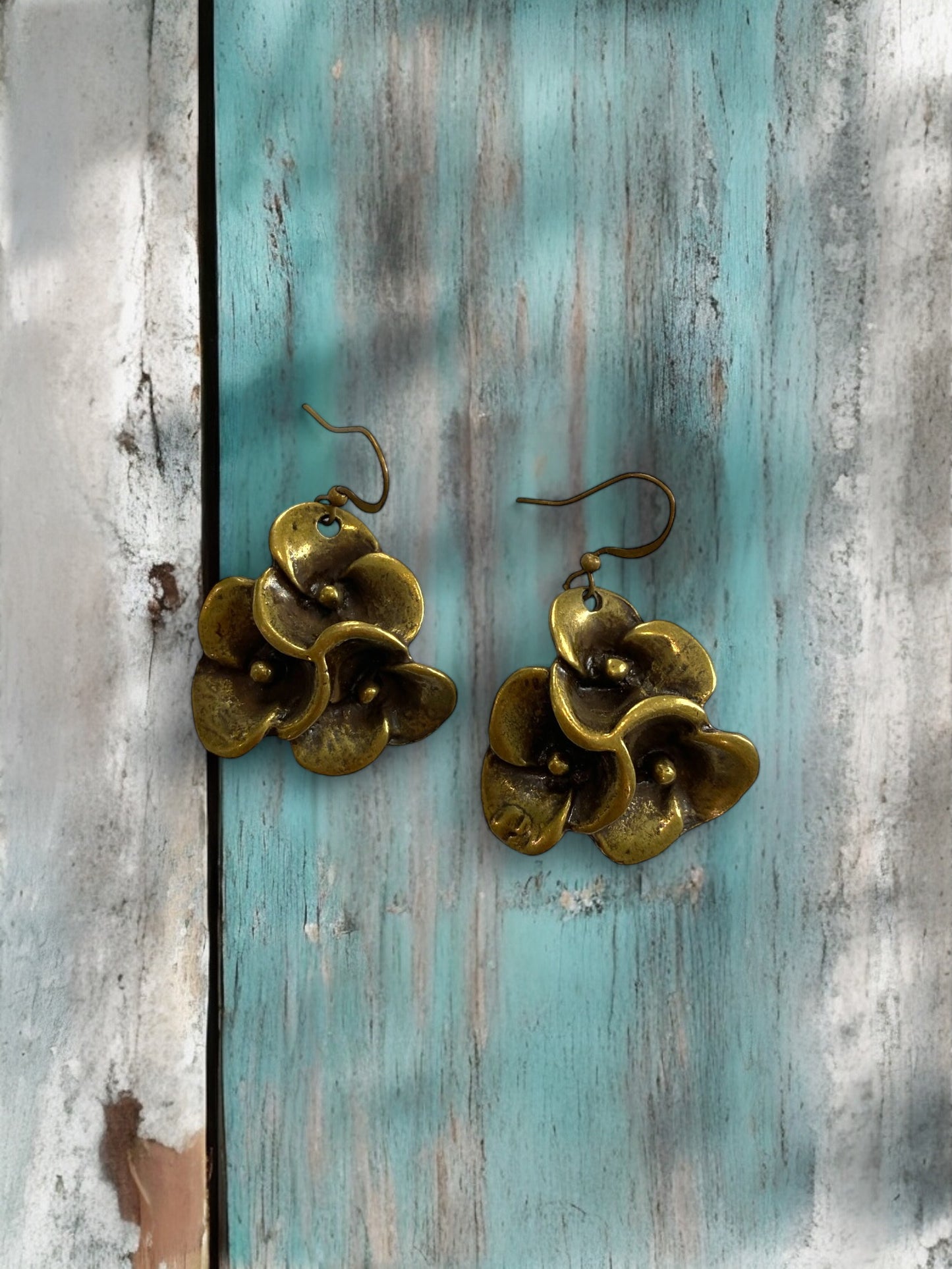 Antique Bronze Floral Pendant Earrings