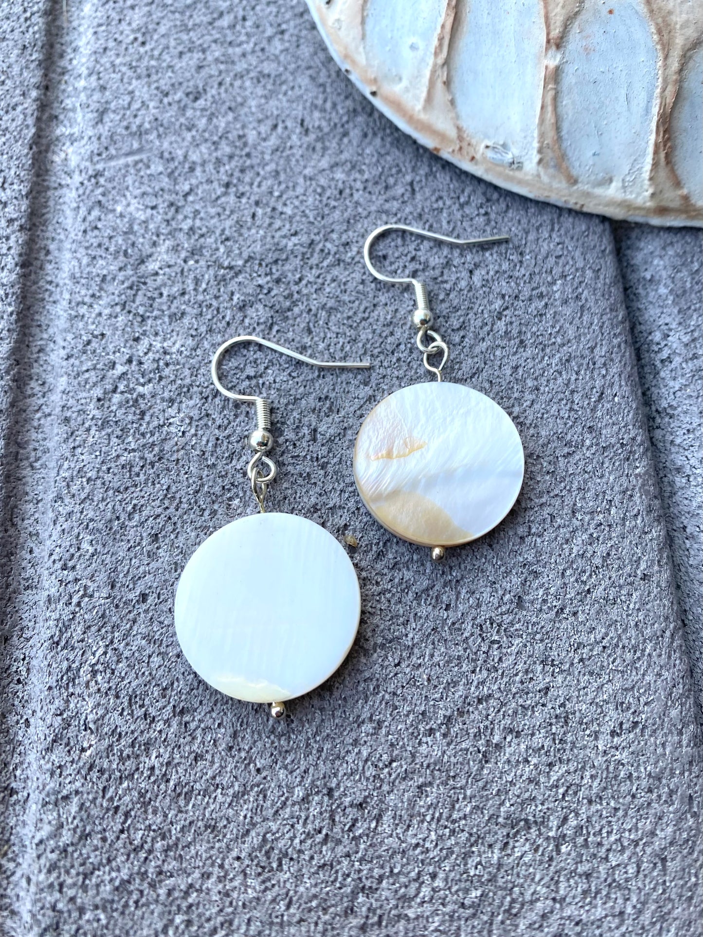 Round Shell Charm Earrings