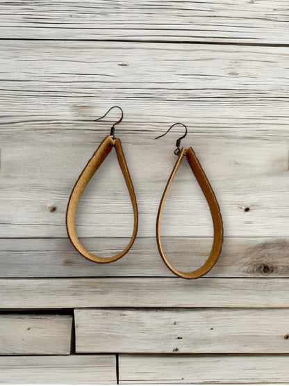 Brown Leather Teardrop Earrings