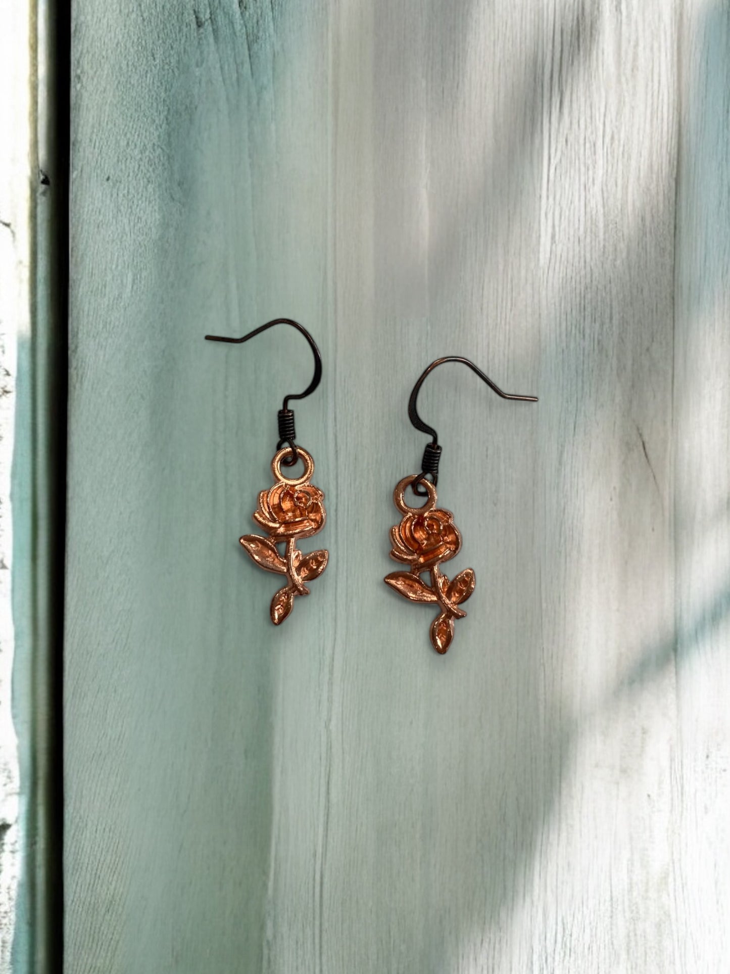 Rose Gold Rose Flower Dainty Charm Earrings