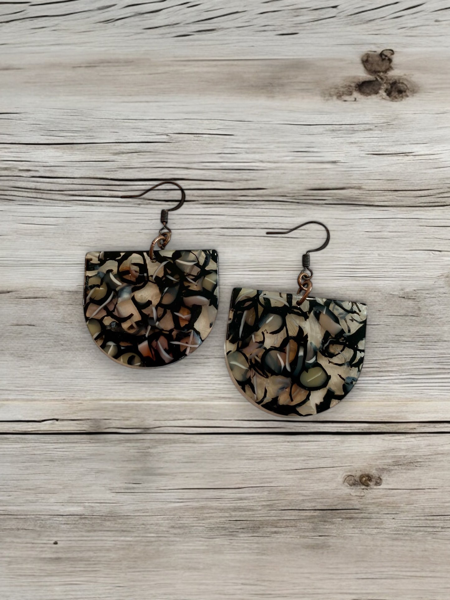 Colorful Tortoiseshell Half Circle Acetate Earrings