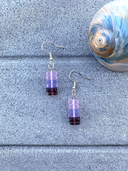 Pink Ombré Stacked Seaglass Drop Earrings