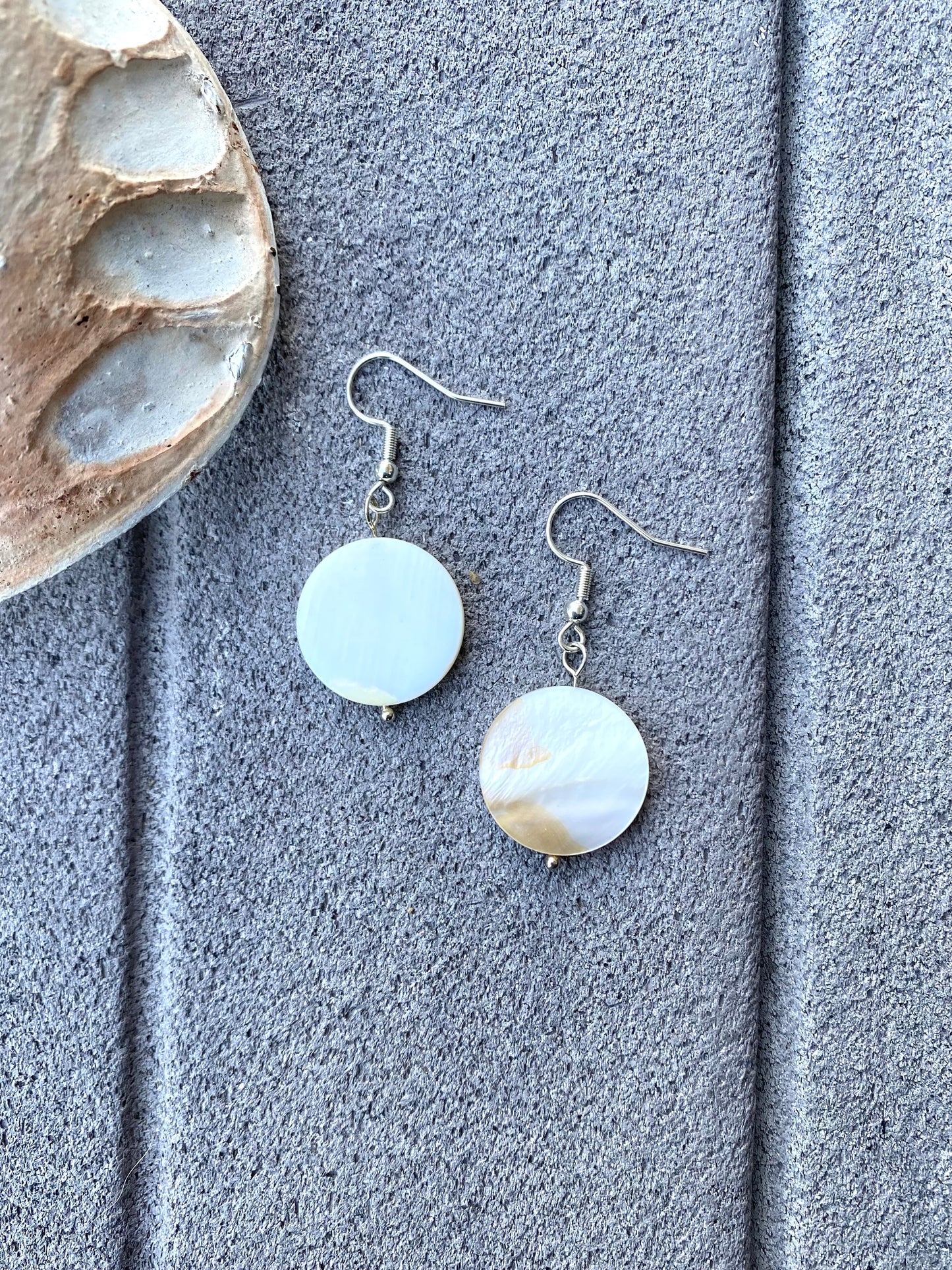 Round Shell Charm Earrings