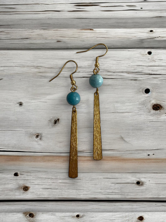 Gold Larimar Dangle Earrings