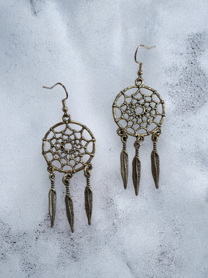 Antique Silver Dream Catcher Earrings