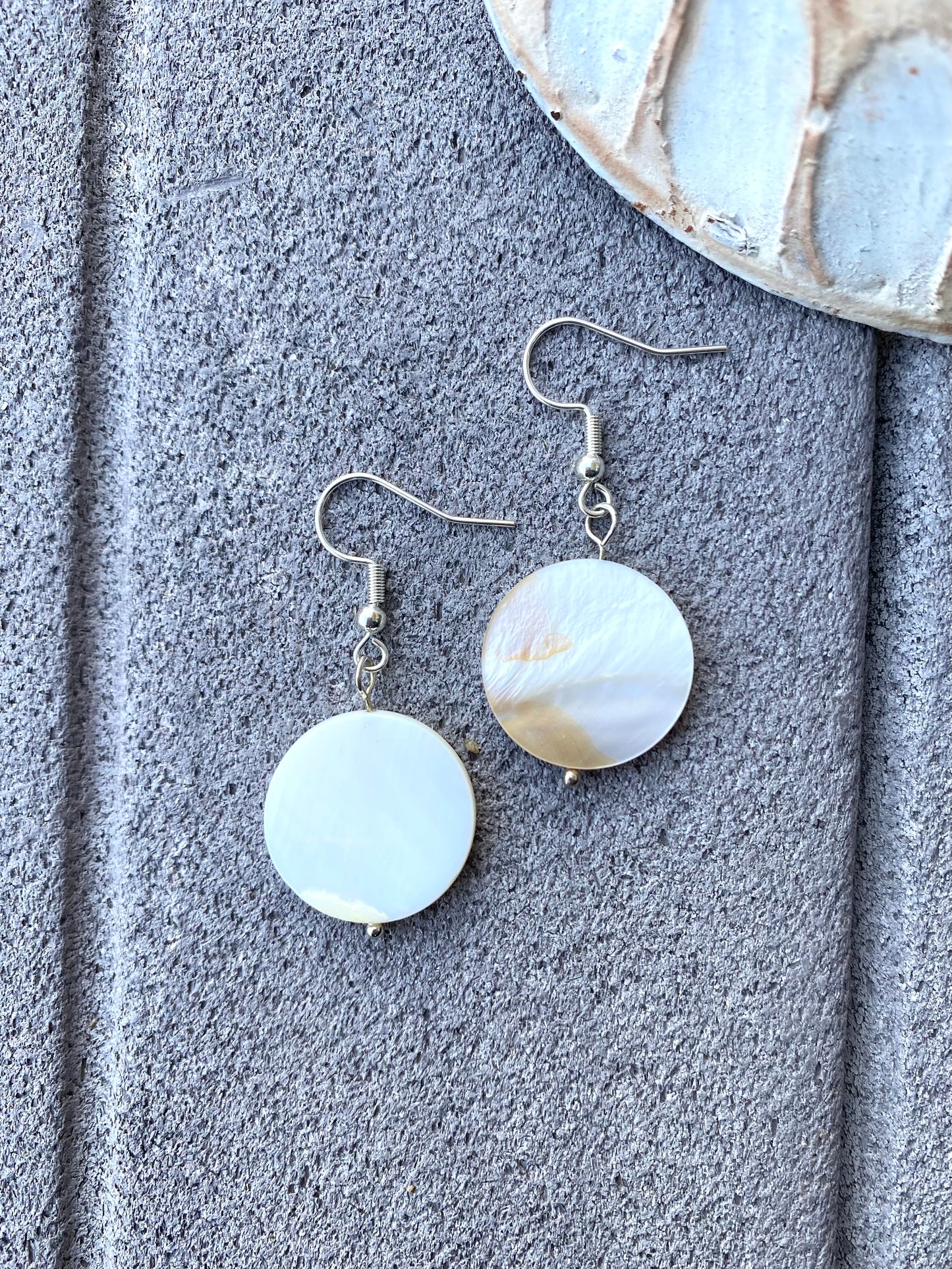 Round Shell Charm Earrings