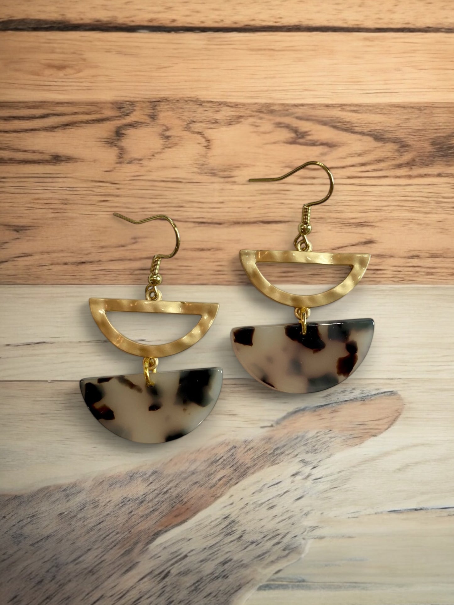 Gold and Tortoiseshell Acetate Layered Earrings