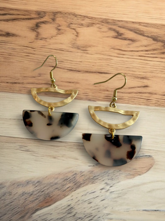 Gold and Tortoiseshell Acetate Layered Earrings