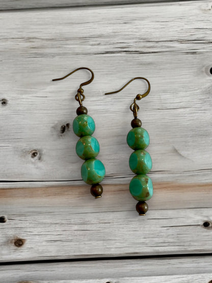 Aqua Fire Agate Drop Earrings