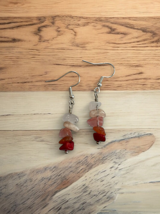 Pink and Red Gemstone Drop Earrings