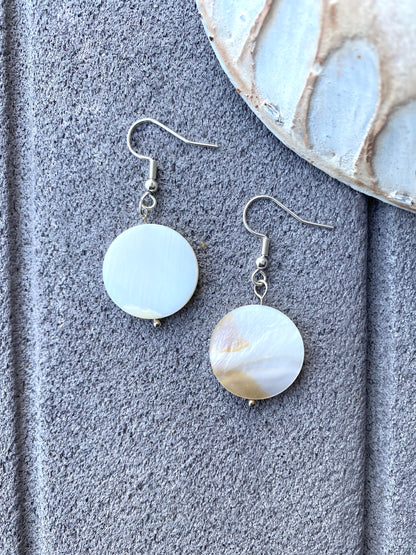 Round Shell Charm Earrings