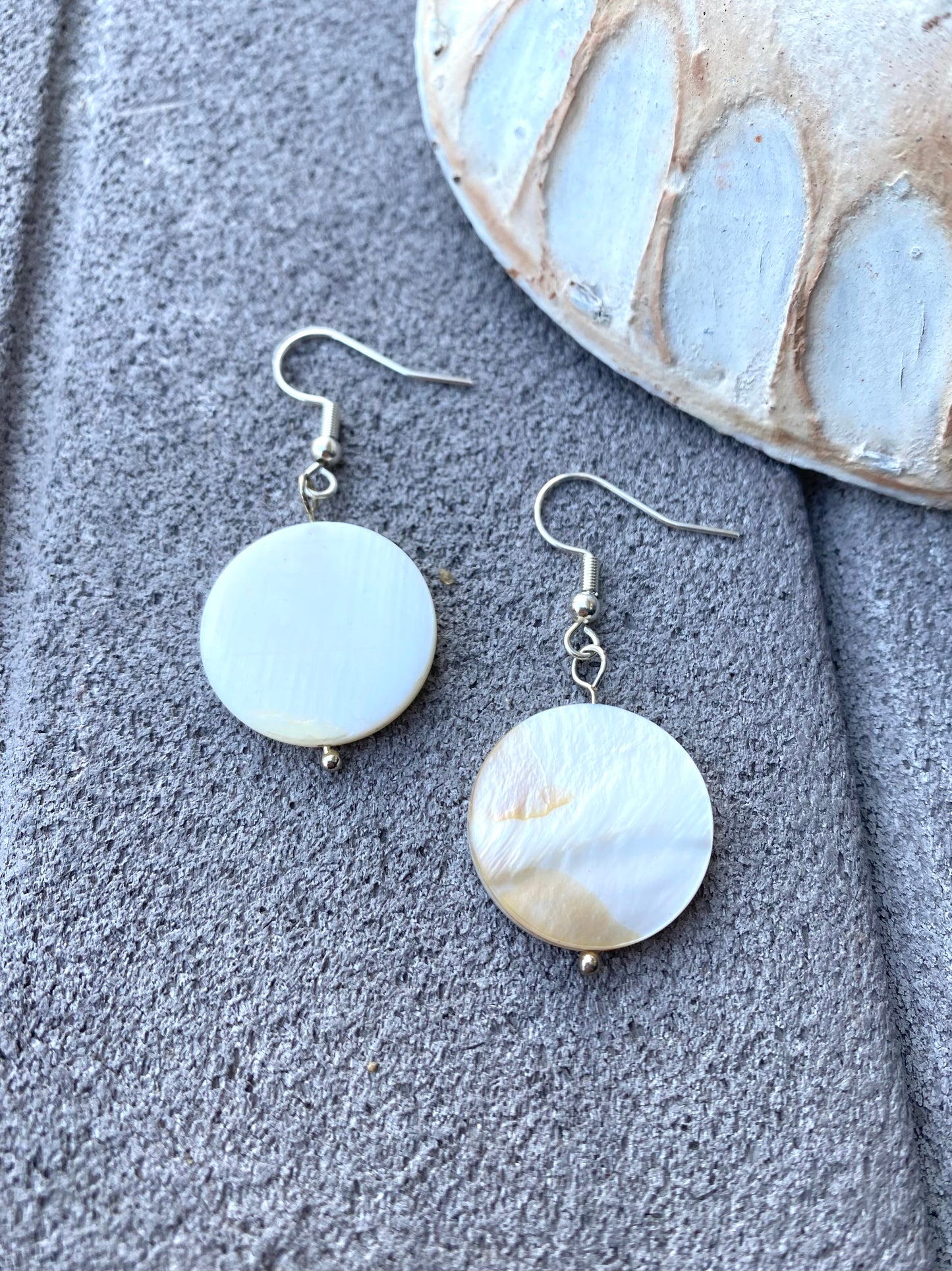 Round Shell Charm Earrings