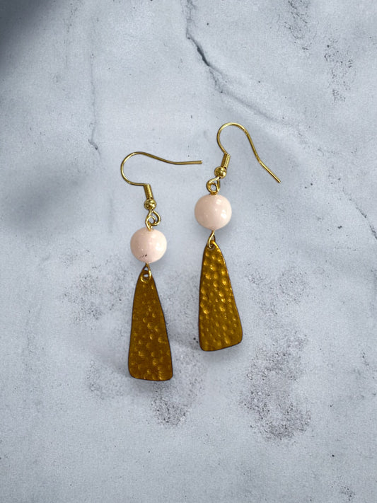 Gold and Pink Bead Earrings