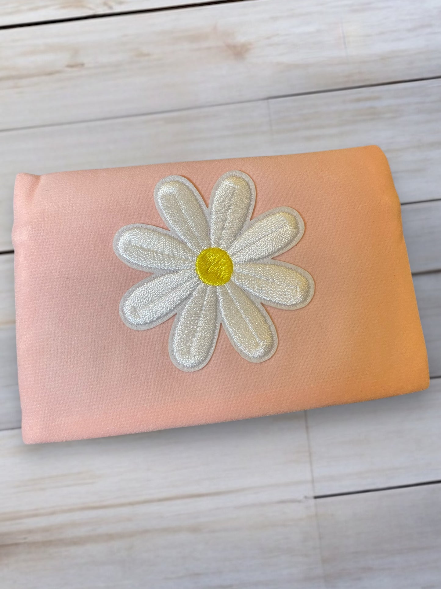 Small Velvet Embroidered Daisies Zipper Pouch