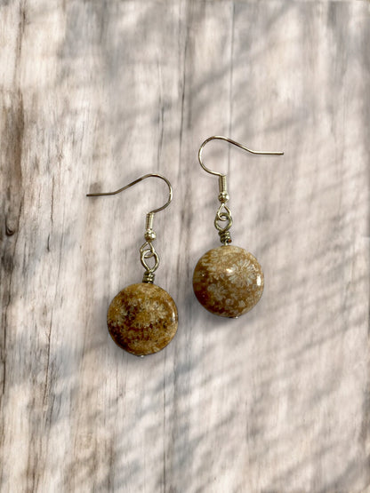 Fossilized Coral Earrings