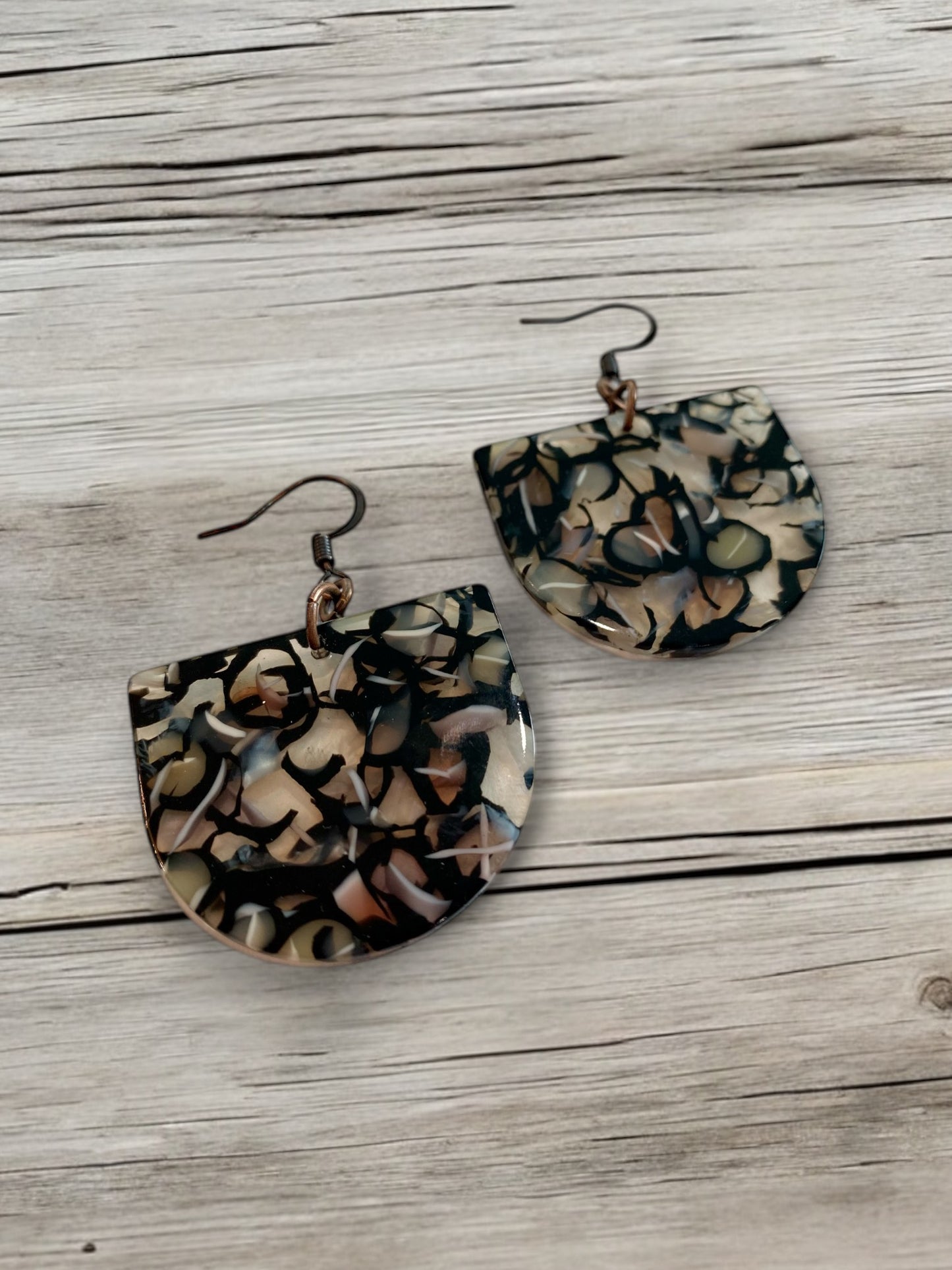 Colorful Tortoiseshell Half Circle Acetate Earrings