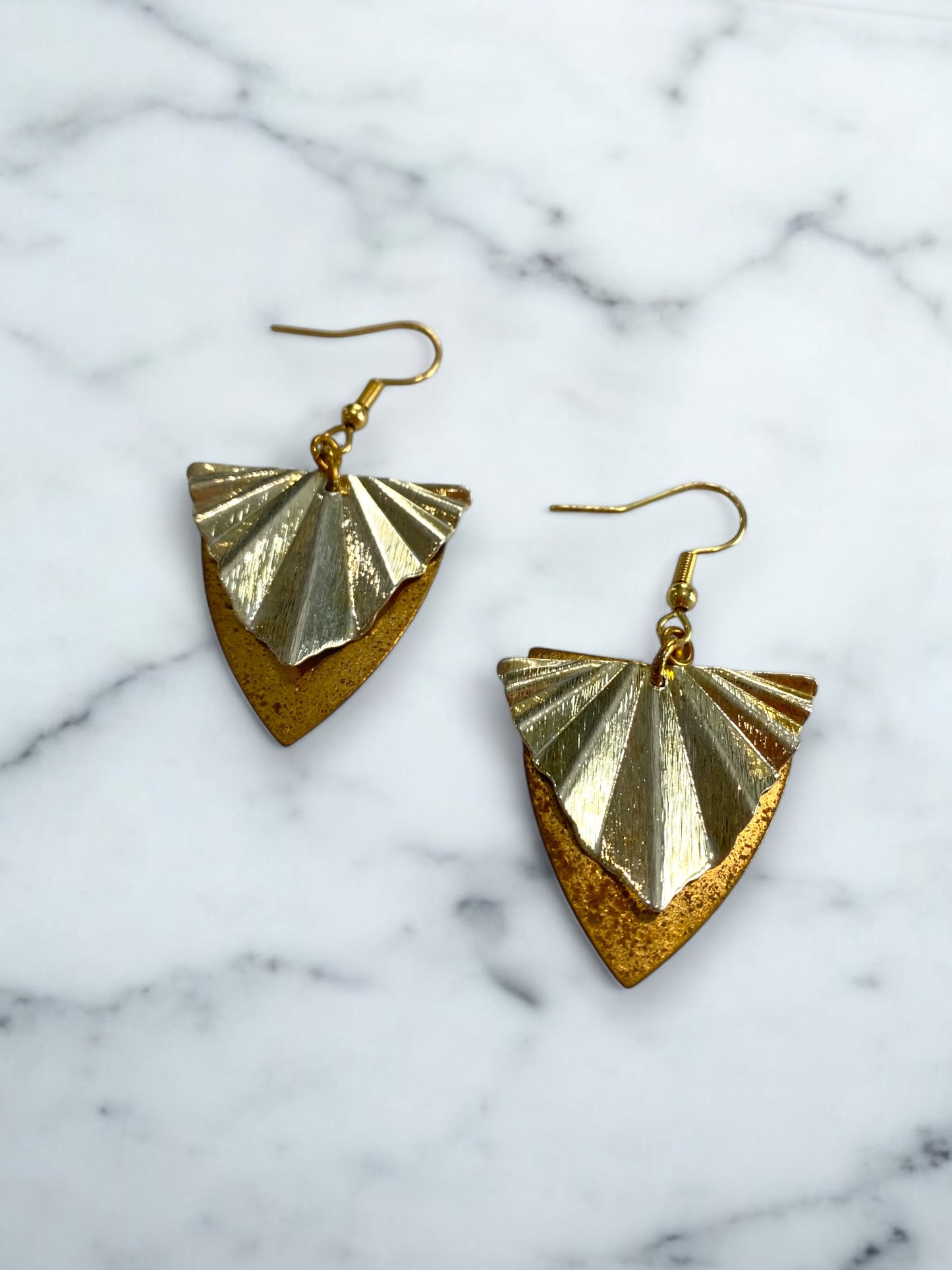 Mixed Metal Layered Dangle Earrings