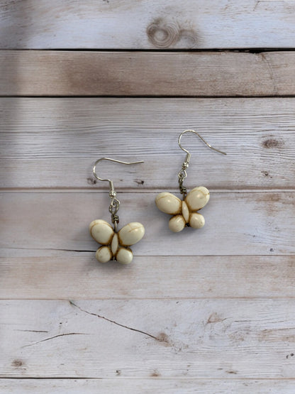 White Butterfly Bead Earrings