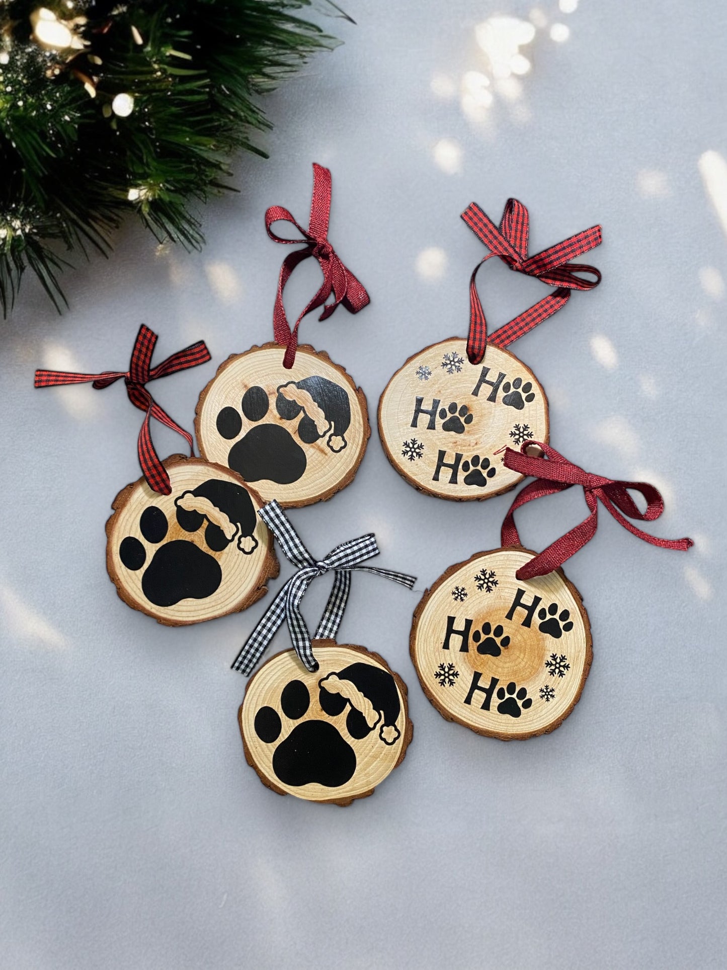 Wood Dog Theme Christmas Ornaments