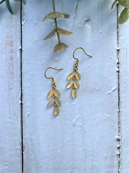 Cat's Eye Chrysoberyl Leaf Branch Pendant Earrings