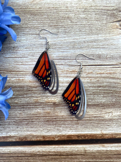 Monarch Butterfly Wing Earrings