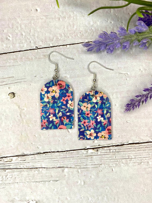 Abstract Floral Tombstone Earrings