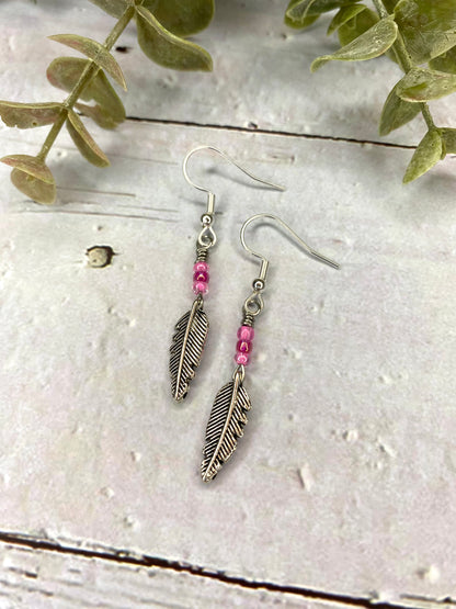 Antique Silver Feather Earrings