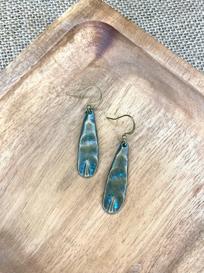 Hammered Oval Patina Earrings