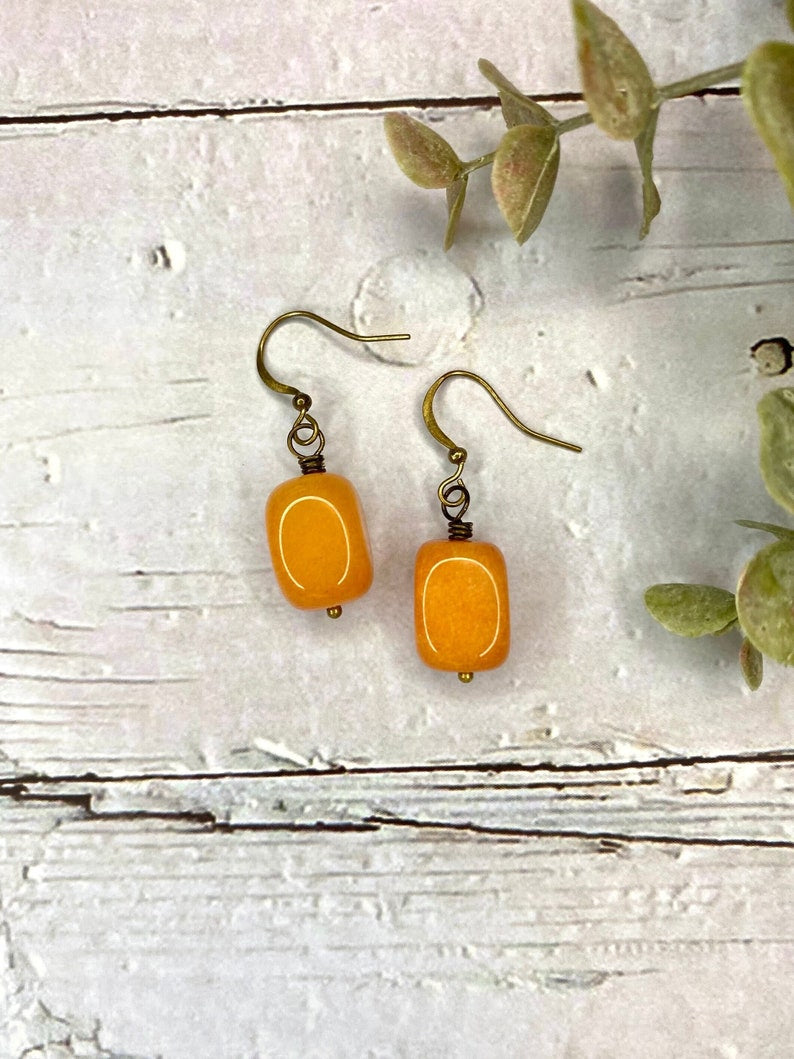 Orange Quartzite Nugget Earrings