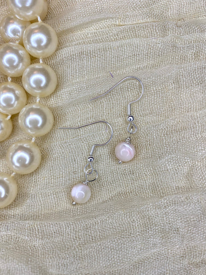 Pink Mother of Pearl Wire Wrapped Earrings