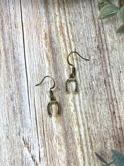 Antique Bronze Horseshoe Earrings