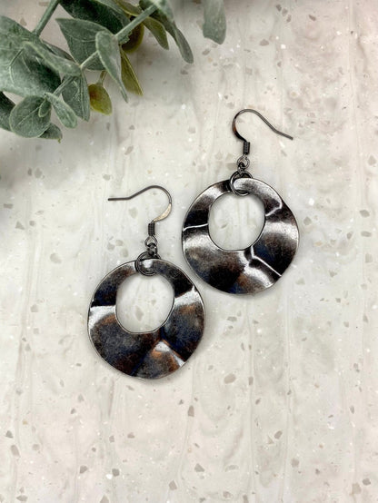 Gunmetal Washer Hoop Earrings