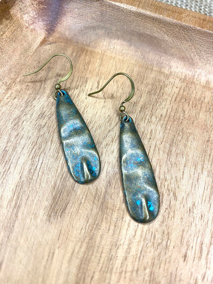 Hammered Oval Patina Earrings