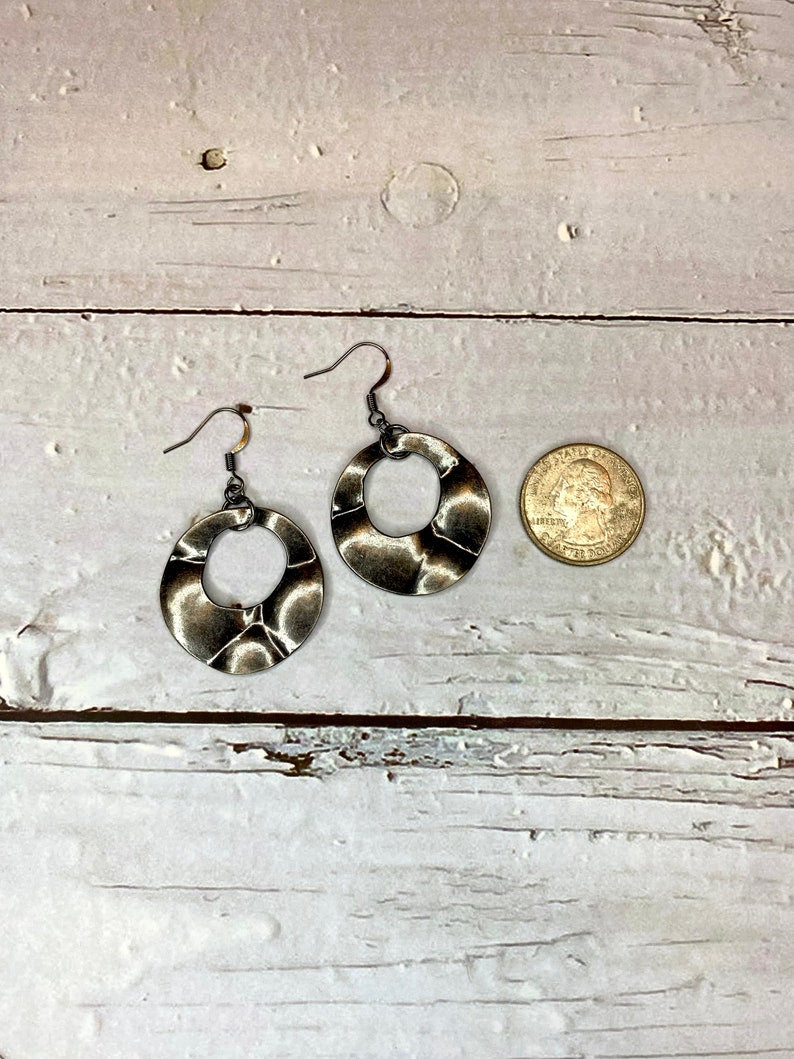 Gunmetal Washer Hoop Earrings