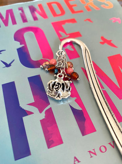 Rose Flower Charm Bookmark