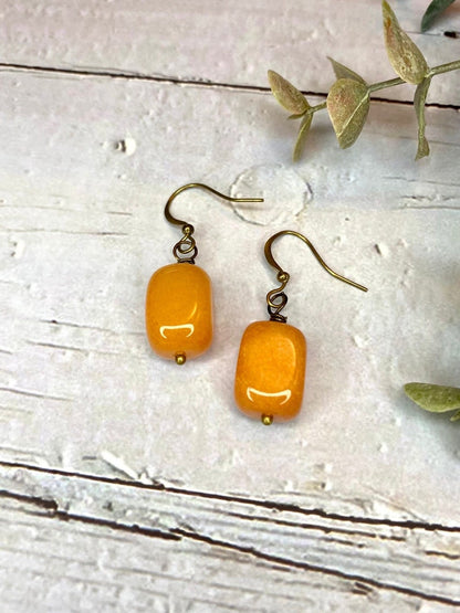 Orange Quartzite Nugget Earrings