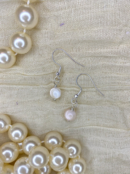 Pink Mother of Pearl Wire Wrapped Earrings