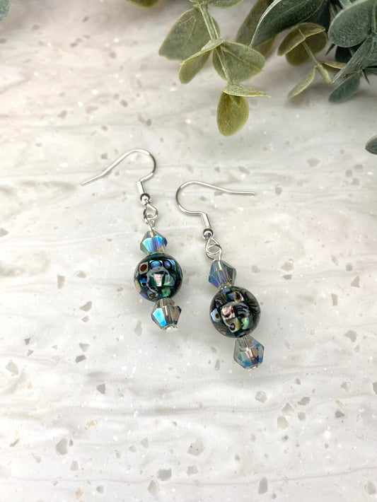 Mosaic Abalone Stone Earrings