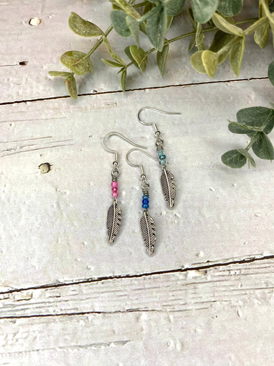 Antique Silver Feather Earrings