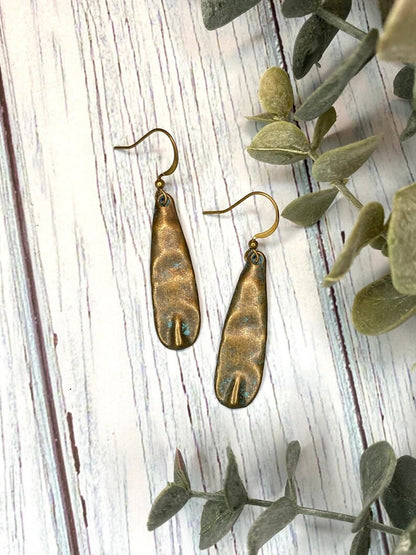 Hammered Oval Patina Earrings