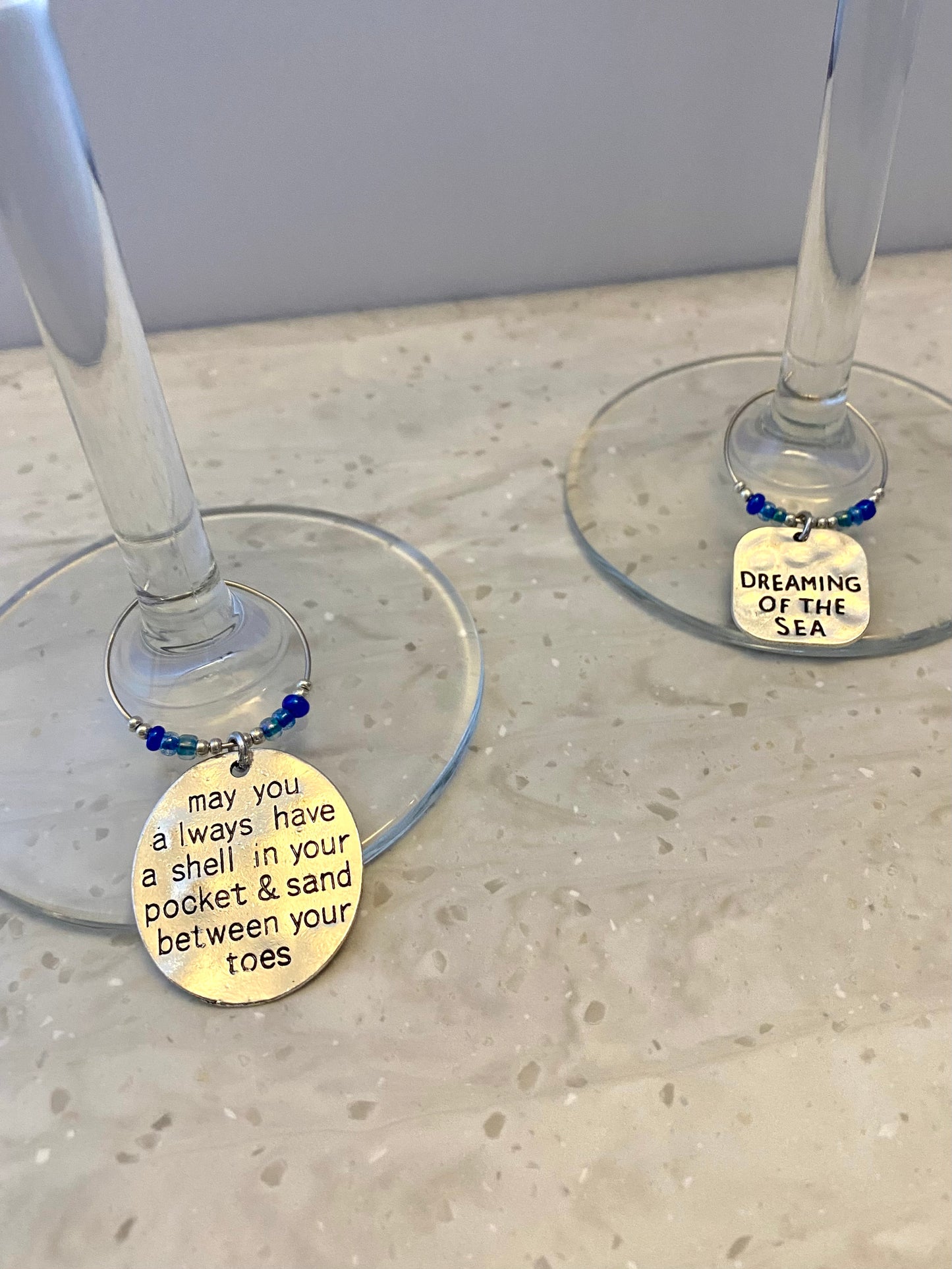 Set of 10 Beach Wine Glass Charms