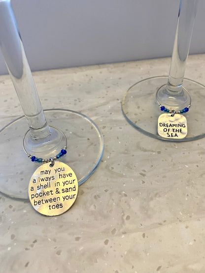 Set of 10 Beach Wine Glass Charms