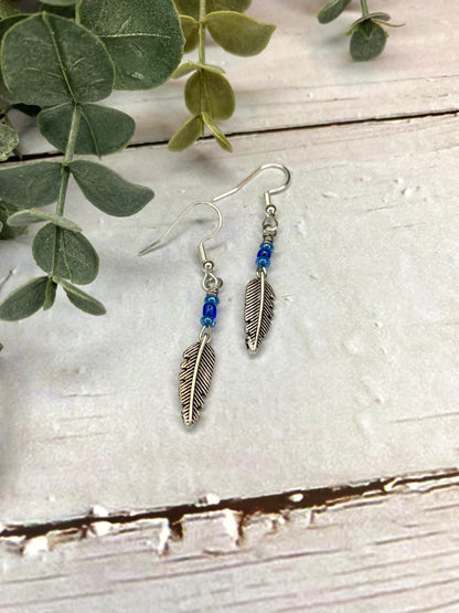 Antique Silver Feather Earrings